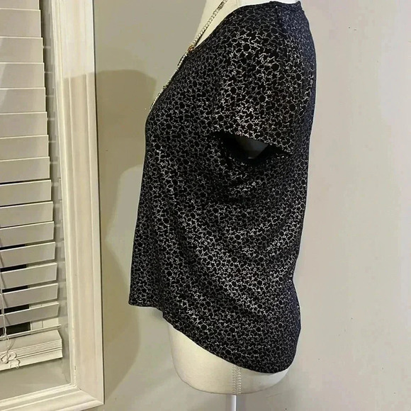 [S] Cynthia Rowley Top  100% Linen Blue Metallic Stars - Picture 2 of 5